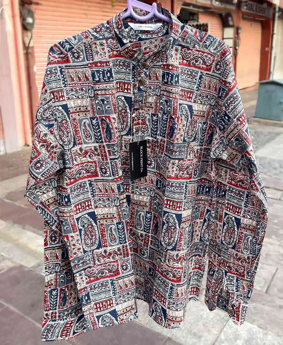 Men Multicolor Patchwork Print Slim Fit