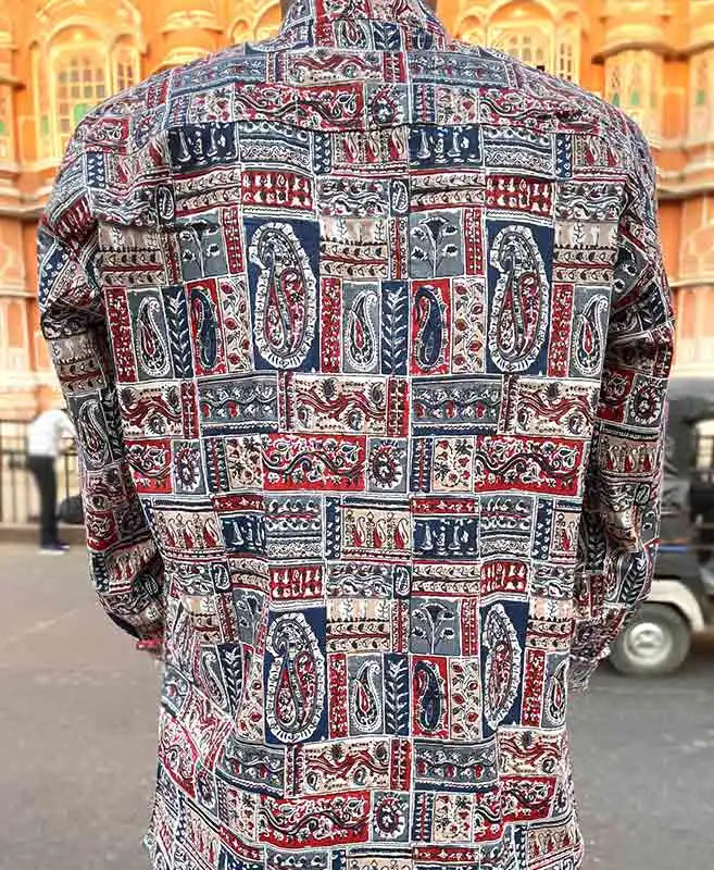 Men Multicolor Patchwork Print Slim Fit