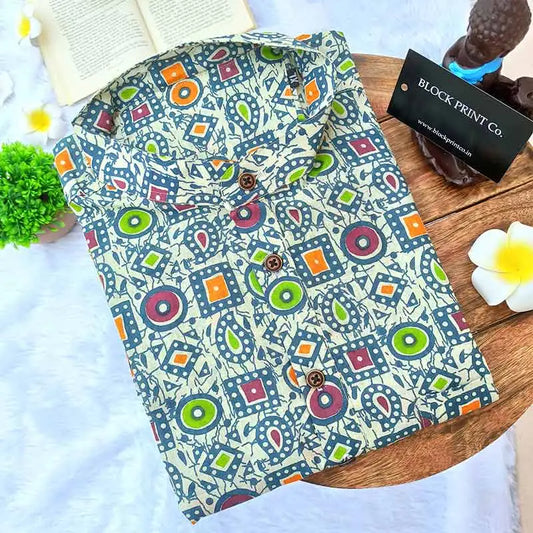 Men Green Warli Print Slim Fit