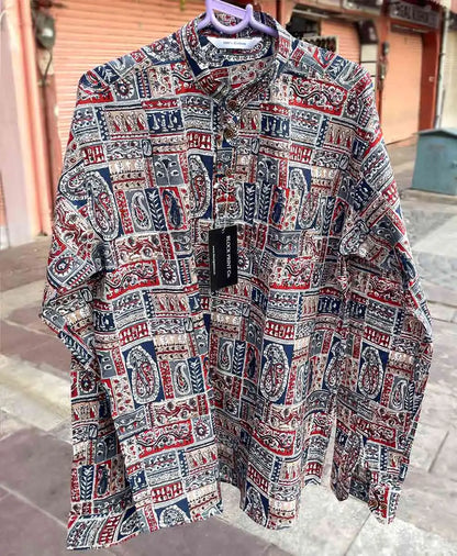 Men Multicolor Patchwork Print Slim Fit