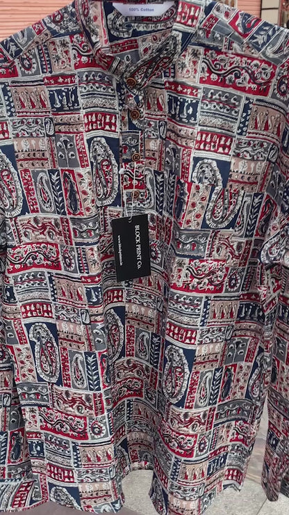 Men Multicolor Patchwork Print Slim Fit